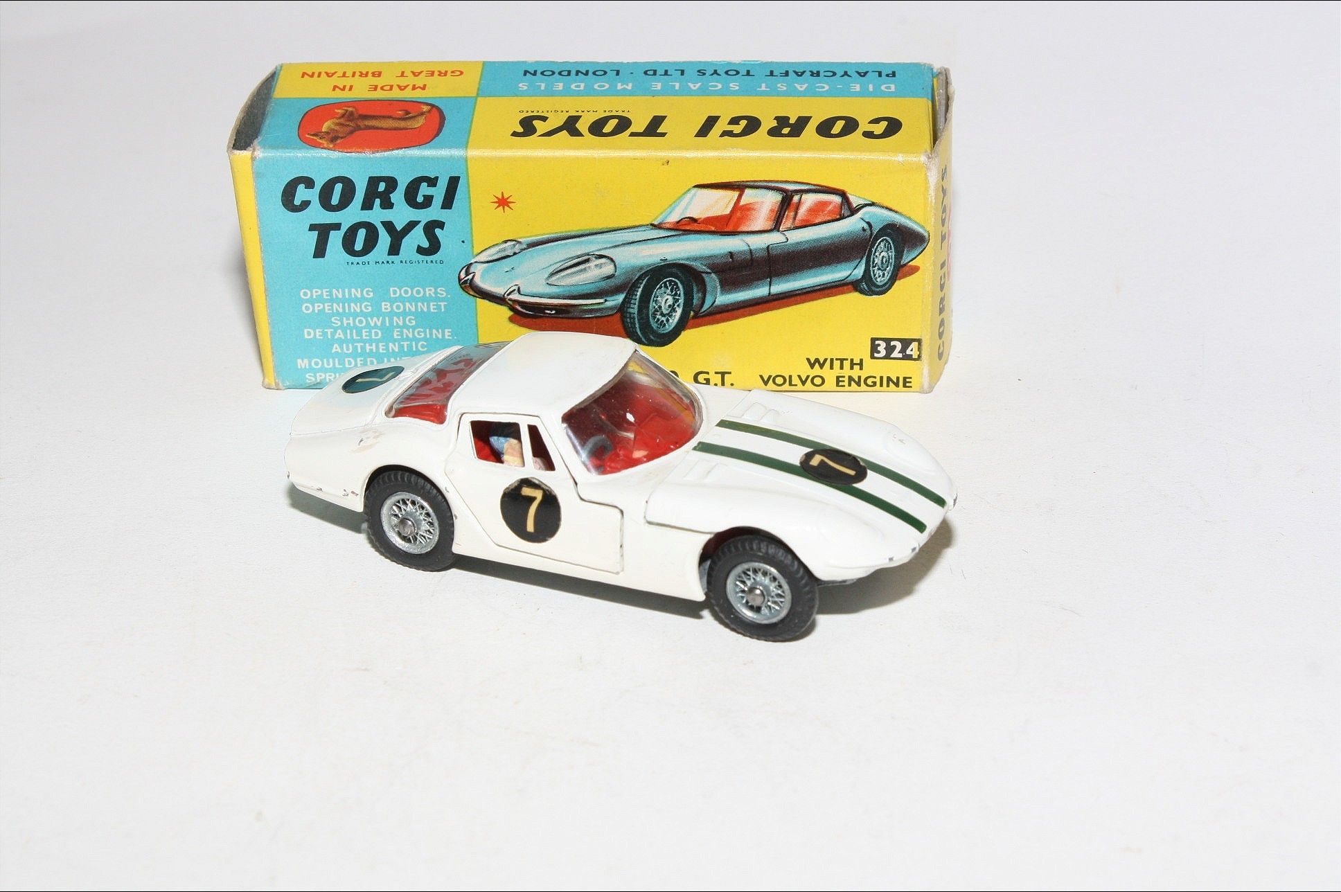 Miniature Corgi Toys Vintage – Marcos 1800 GT Volvo, N°324, Métal, Occasion