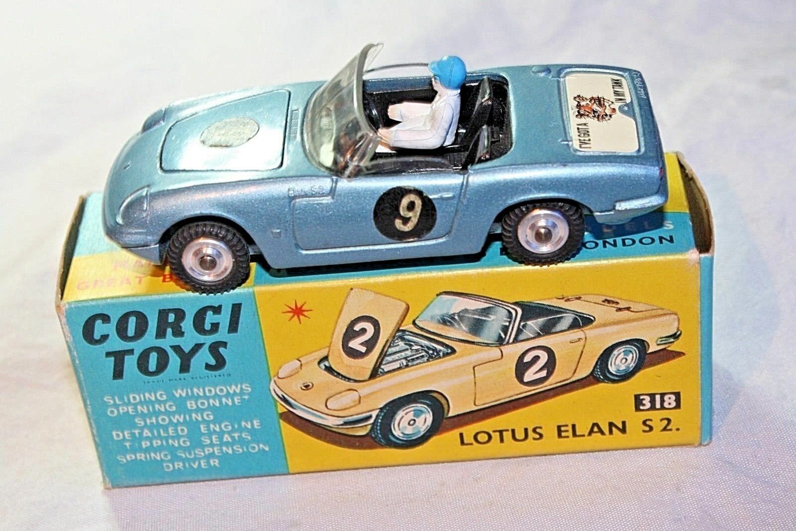 Corgi #318 Lotus Elan S2, Superb Condition in Very Good Original