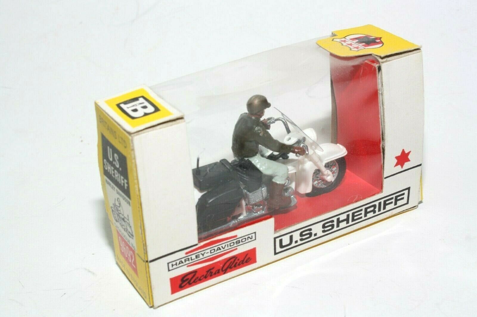 Britains N°9692 Us Sheriff motocyclette Harley Electric 1/32 jamais sorti boite