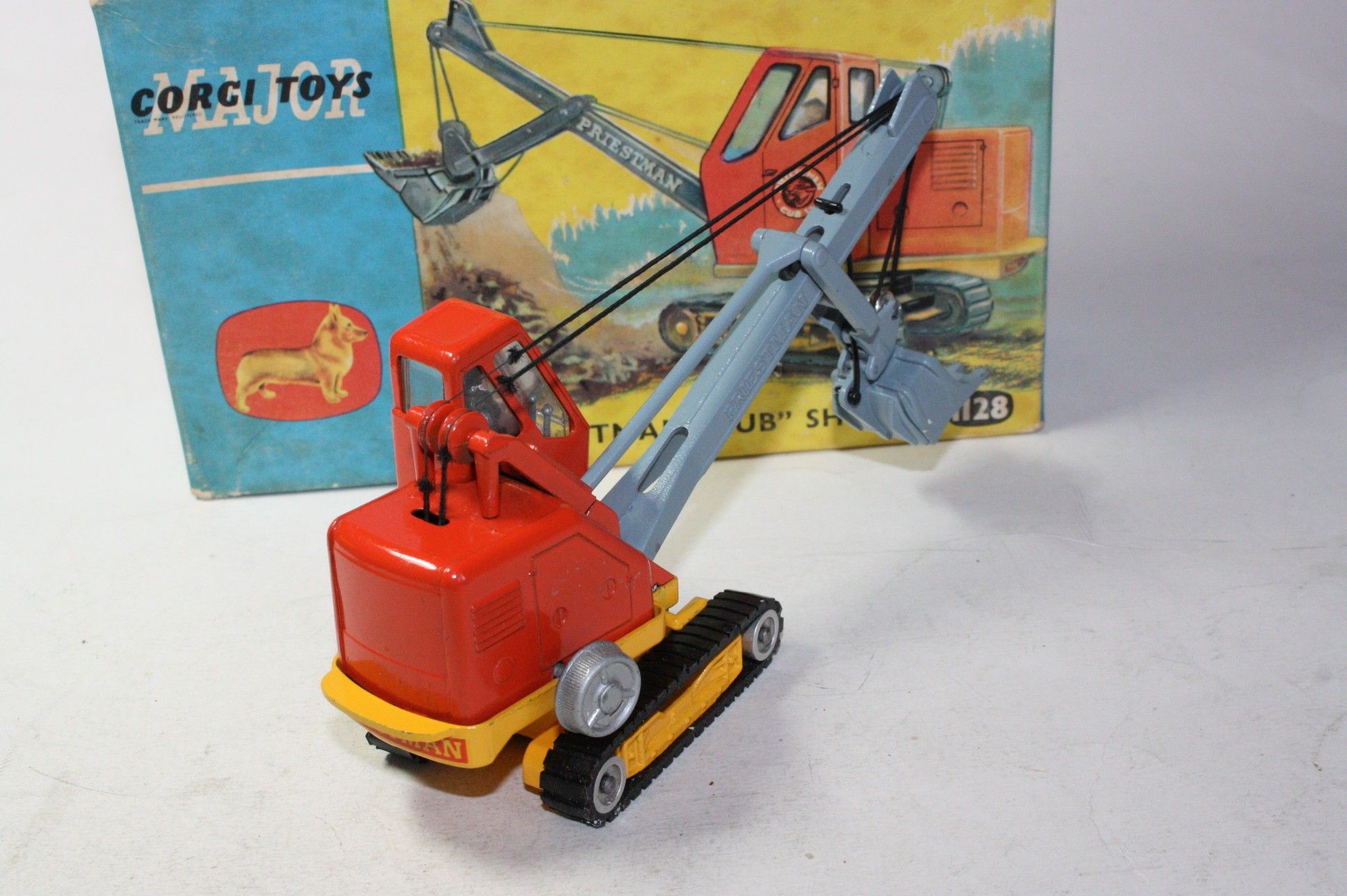 VINTAGE CORGI MAJOR TOYS # 1128 PRIESTMAN CUB SHOVEL DIECAST EXCAVATOR 1963