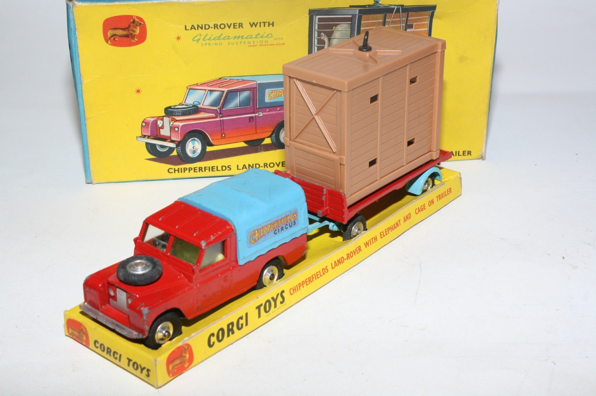 Corgi GS19 Land Rover and Elephant Cage on Trailer, VGC in Original Box ...