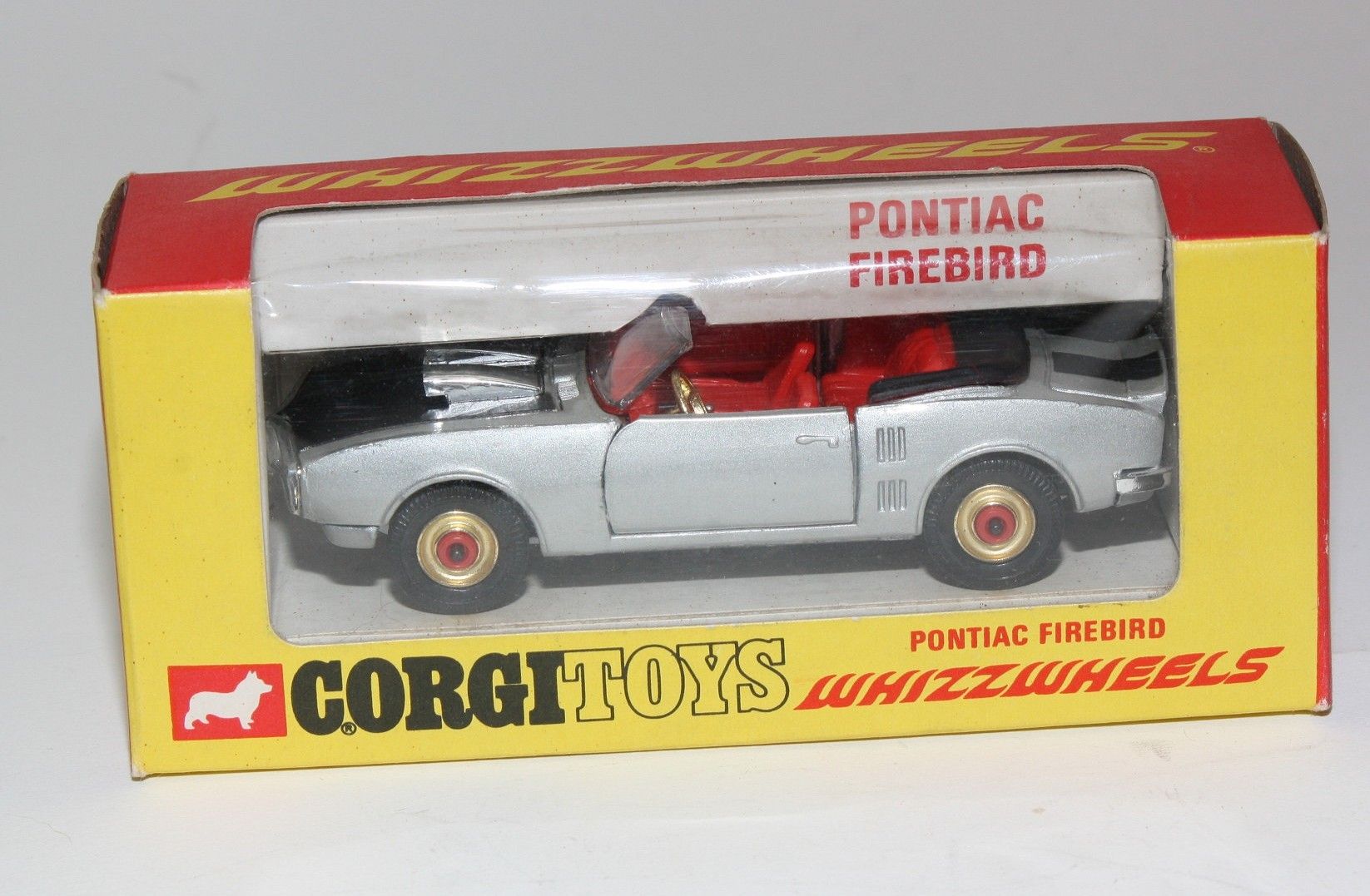 Corgi 343 Pontiac Firebird, Redspot Hubs, Mint in VNM Original Box