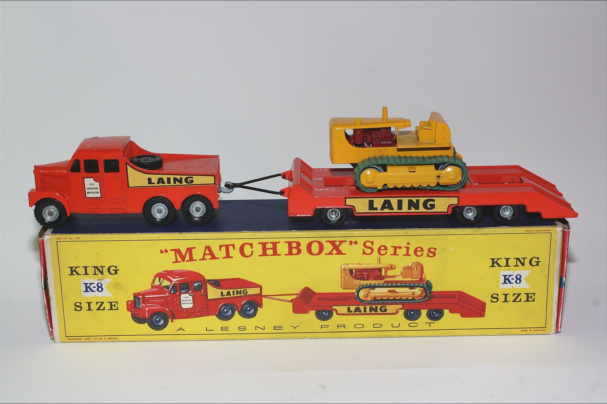 MATCHBOX KING SIZE #8 SCAMMELL 6X6 LAING TRACTOR & TRAILER LESNEY