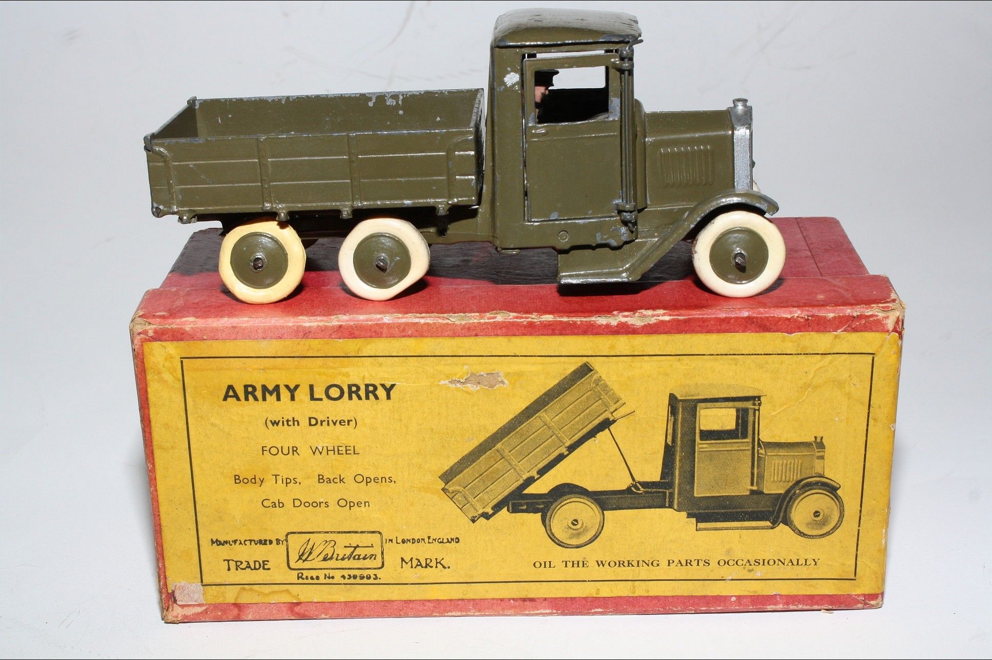 W Britains, Army Lorry 1334 Pre War 1:32, Superb in Good original Box ...
