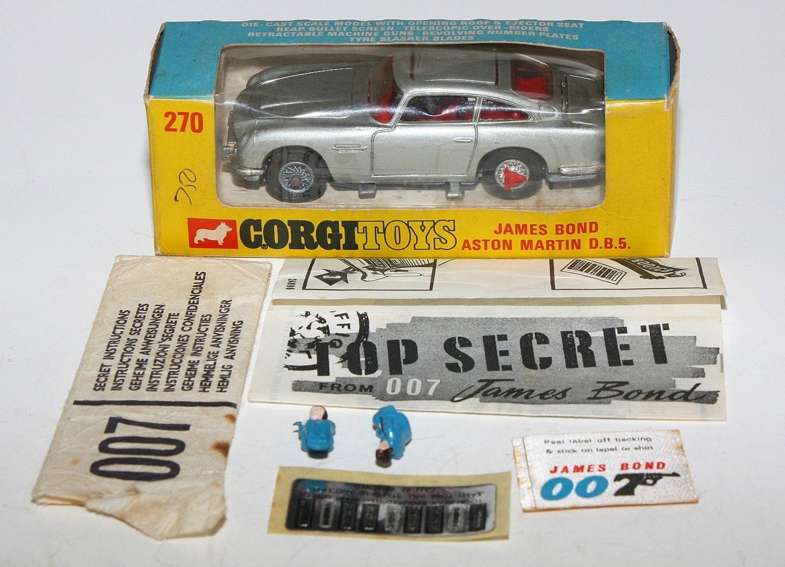 Corgi Toys 270 Aston Martin DB5 James Bond Goldfinger 2nd series original As Is