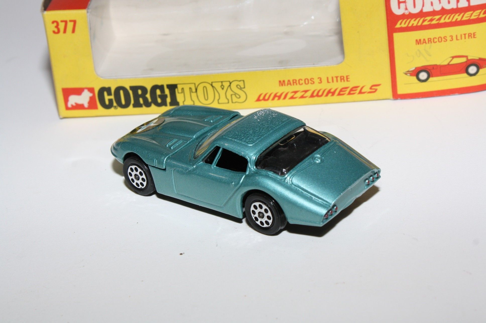 Corgi 377 Marcos 3 litre, Pale Blue, Mint in Good Original Box